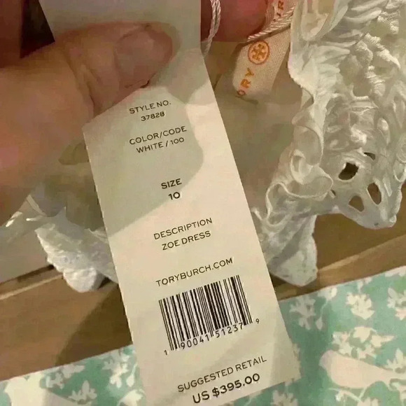 NWT Tory Burch Zoe white eyelet cotton one shoulder dress Sz 10 - Picture 5 of 7